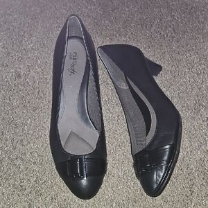 Easy Street Black Heels with Buckle Detail